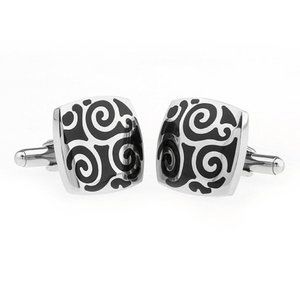 NEW Black Scroll Stainless Steel Cufflinks